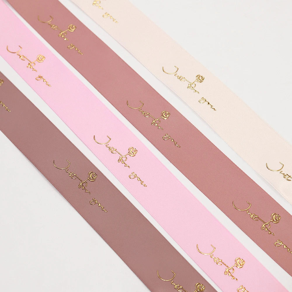 Custom Logo 3d Gold Foil Satin Ribbon